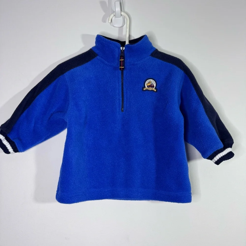 Vintage Carter’s 12M Fleece Set Blue Truck Pullover Pants Baby Outfit